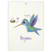 Cute bee hummingbird cartoon illustration klembord (Achterkant)