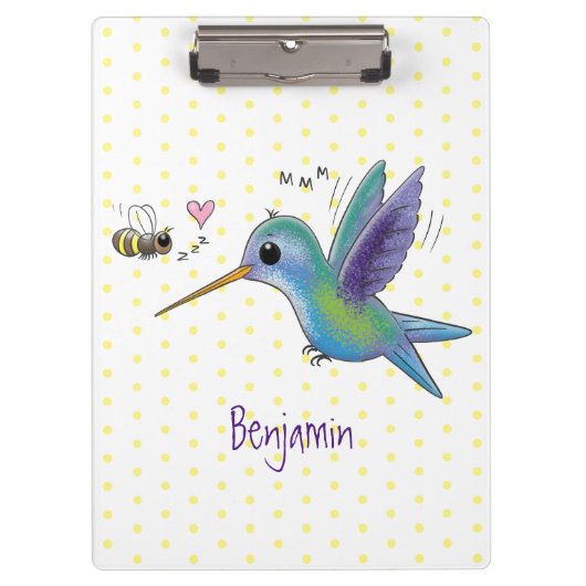 Cute bee hummingbird cartoon illustration klembord (Voorkant)