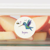 Cute bee hummingbird cartoon illustration labels (Aangebracht)