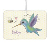Cute bee hummingbird cartoon illustration luchtverfrisser (Achterkant)