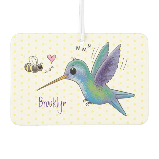 Cute bee hummingbird cartoon illustration luchtverfrisser (Voorkant)