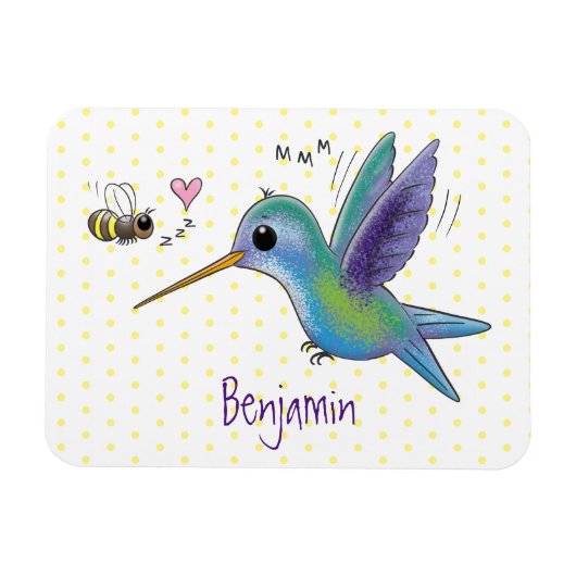 Cute bee hummingbird cartoon illustration magneet (Horizontaal)