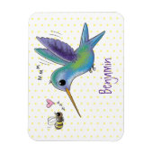 Cute bee hummingbird cartoon illustration magneet (Verticaal)