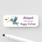 Cute bee hummingbird cartoon illustration naamplaatje (In situ)