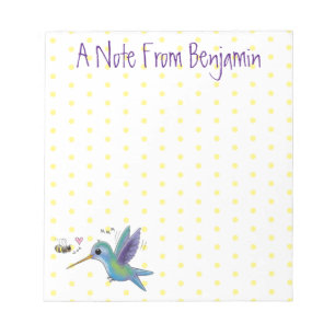 Cute bee hummingbird cartoon illustration notitieblok