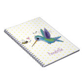 Cute bee hummingbird cartoon illustration notitieboek (Rechterzijde)