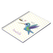 Cute bee hummingbird cartoon illustration notitieboek (Linkerzijde)