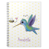 Cute bee hummingbird cartoon illustration notitieboek (Voorkant)