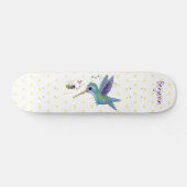 Cute bee hummingbird cartoon illustration persoonlijk skateboard (Horizontaal)