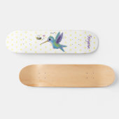 Cute bee hummingbird cartoon illustration persoonlijk skateboard (Horizontaal)