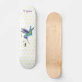 Cute bee hummingbird cartoon illustration persoonlijk skateboard (Voorkant)