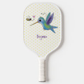 Cute bee hummingbird cartoon illustration pickleball paddle (Voorkant)