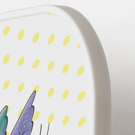 Cute bee hummingbird cartoon illustration pickleball paddle (Links Detail)