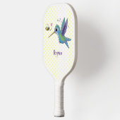 Cute bee hummingbird cartoon illustration pickleball paddle (Links)