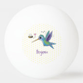 Cute bee hummingbird cartoon illustration pingpongbal (Achterkant)