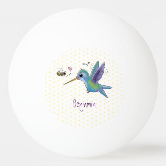 Cute bee hummingbird cartoon illustration pingpongbal (Achterkant)