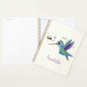 Cute bee hummingbird cartoon illustration planner (Display)