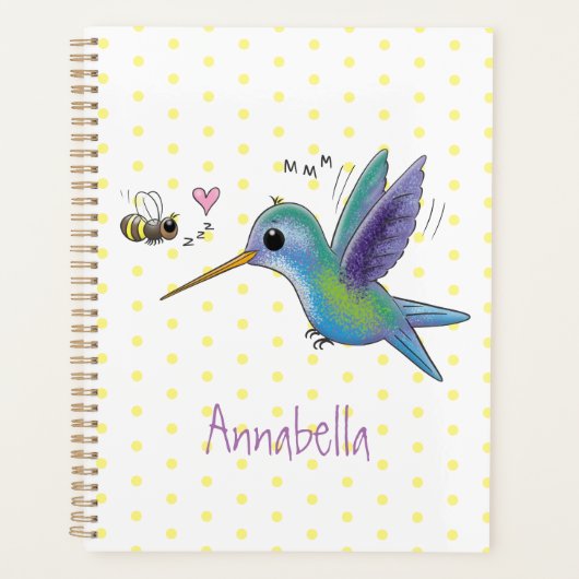 Cute bee hummingbird cartoon illustration planner (Voorkant)