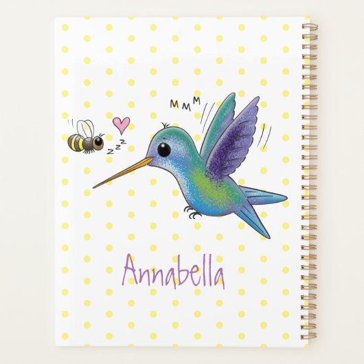 Cute bee hummingbird cartoon illustration planner (Achterkant)