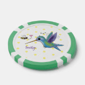 Cute bee hummingbird cartoon illustration poker chips (Enkel)