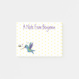 Cute bee hummingbird cartoon illustration post-it® notes