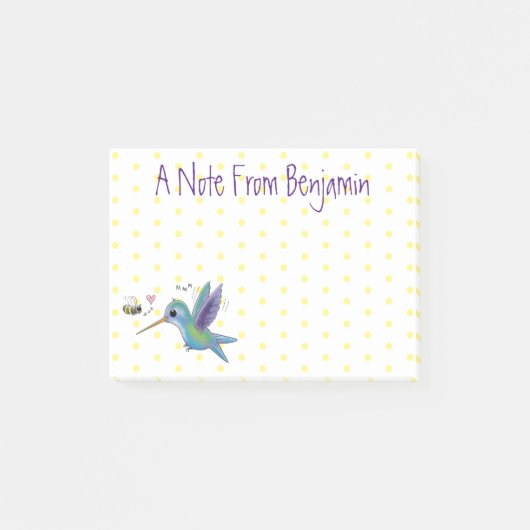 Cute bee hummingbird cartoon illustration post-it® notes (Voorkant)