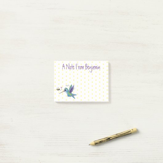 Cute bee hummingbird cartoon illustration post-it® notes (Op bureau)