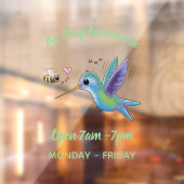 Cute bee hummingbird cartoon illustration raamsticker (Vel 2)