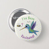 Cute bee hummingbird cartoon illustration ronde button 5,7 cm (Voorkant /achterkant)