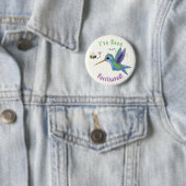 Cute bee hummingbird cartoon illustration ronde button 5,7 cm (In situ)
