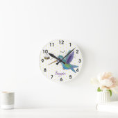 Cute bee hummingbird cartoon illustration ronde klok (Huis)