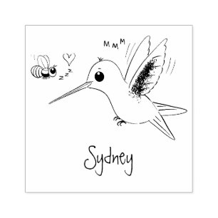 Cute bee hummingbird cartoon illustration rubberstempel