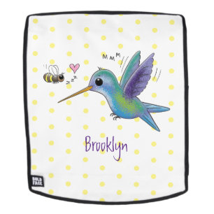 Cute bee hummingbird cartoon illustration rugtassen