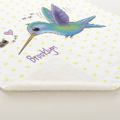 Cute bee hummingbird cartoon illustration sherpa deken (3/4)