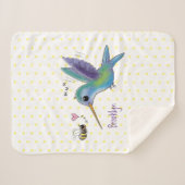 Cute bee hummingbird cartoon illustration sherpa deken (Voorkant (horizontaal))