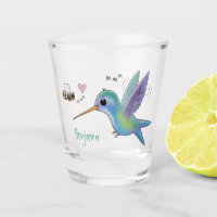 Cute bee hummingbird cartoon illustration