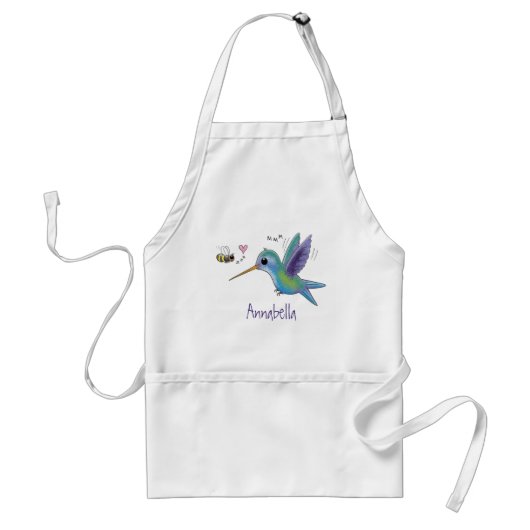 Cute bee hummingbird cartoon illustration standaard schort (Voorkant)