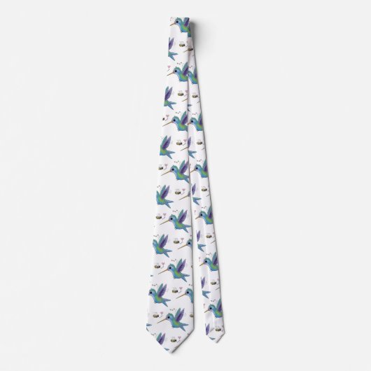 Cute bee hummingbird cartoon illustration stropdas (Voorkant)