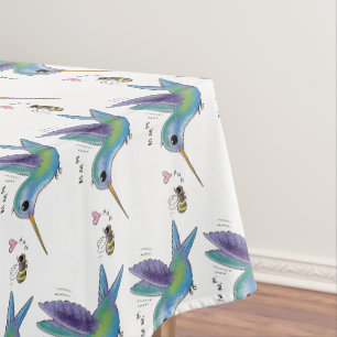 Cute bee hummingbird cartoon illustration tafelkleed