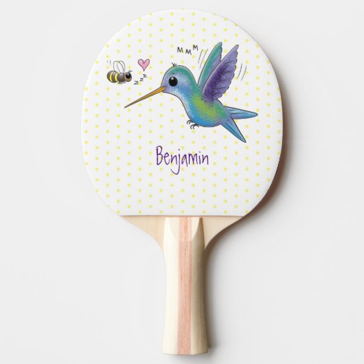 Cute bee hummingbird cartoon illustration tafeltennisbatje (Voorkant)