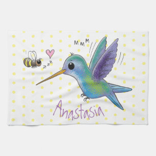 Cute bee hummingbird cartoon illustration theedoek