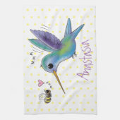 Cute bee hummingbird cartoon illustration theedoek (Verticaal)
