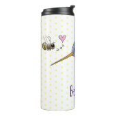 Cute bee hummingbird cartoon illustration thermosbeker (Gedraaid links)