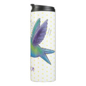 Cute bee hummingbird cartoon illustration thermosbeker (Geroteerd rechts)