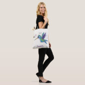 Cute bee hummingbird cartoon illustration tote bag (Op model)