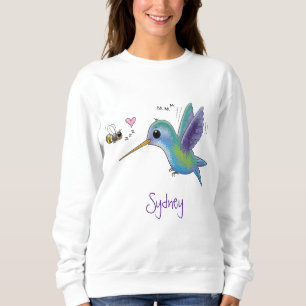 Cute bee hummingbird cartoon illustration trui