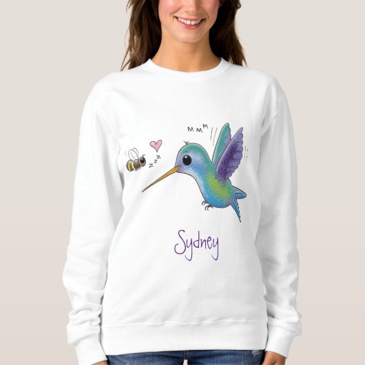 Cute bee hummingbird cartoon illustration trui (Voorkant)