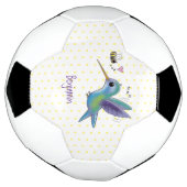 Cute bee hummingbird cartoon illustration voetbal (Gedraaid)