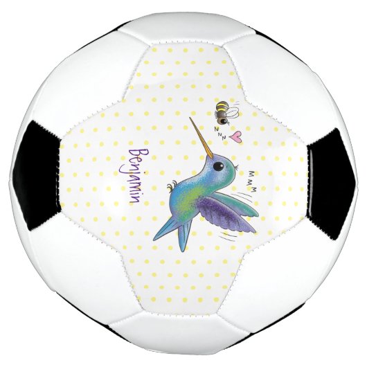 Cute bee hummingbird cartoon illustration voetbal (Gedraaid)