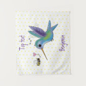 Cute bee hummingbird cartoon illustration wandkleed (Voorkant)